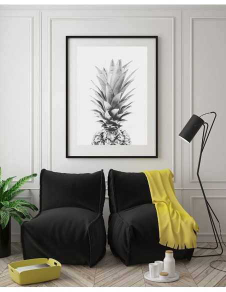 poster with pineapple in the Scandinavian style black and white