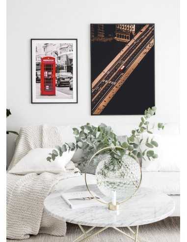 London aerial poster, London bridge and red bus London aerial poster, London bridge and red bus