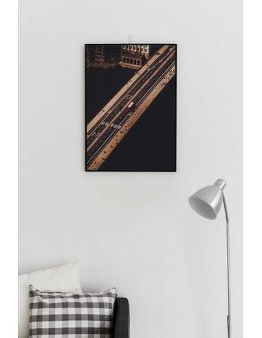 London aerial poster, London bridge and red bus London aerial poster, London bridge and red bus