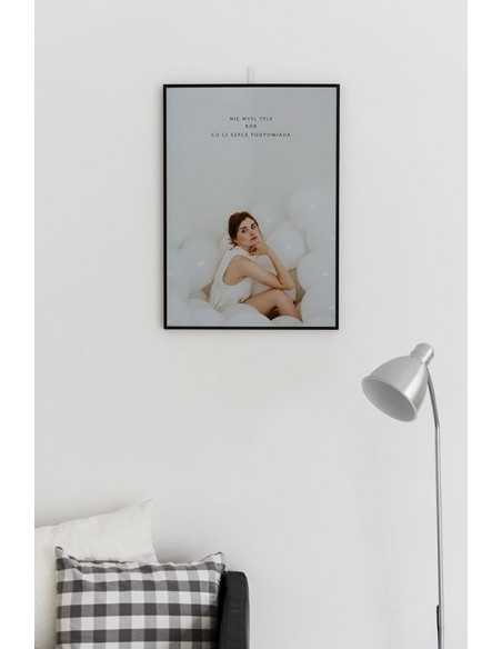 Motivational poster with the inscription, Do not think as much as your heart tells you