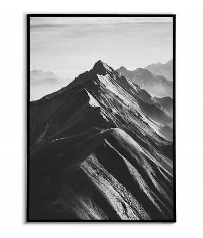 Pasmo Górskie - Plakat skandynawski z górami czarno biały