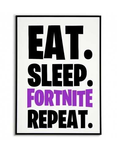 plakat z gry fortnite w pokoju dla gracza z napisem EAT SLEEP