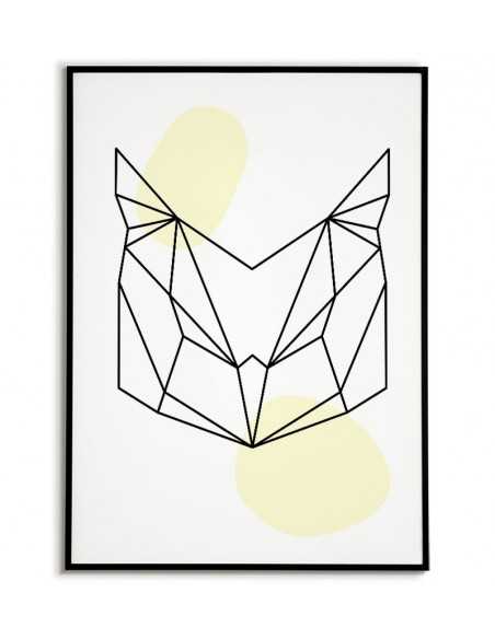 Geometric animals poster with owl in the Scandinavian style