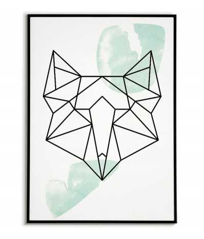 Plakat geometryczny ze zwierzętami plakat z lisem w stylu skandynawskim boho