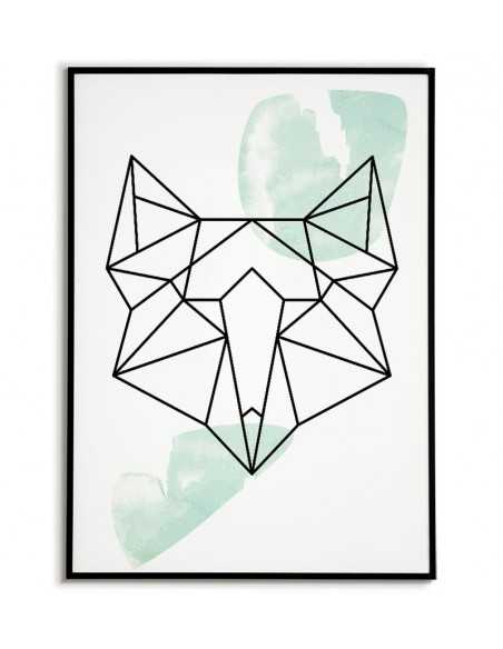 Plakat geometryczny ze zwierzętami plakat z lisem w stylu skandynawskim boho