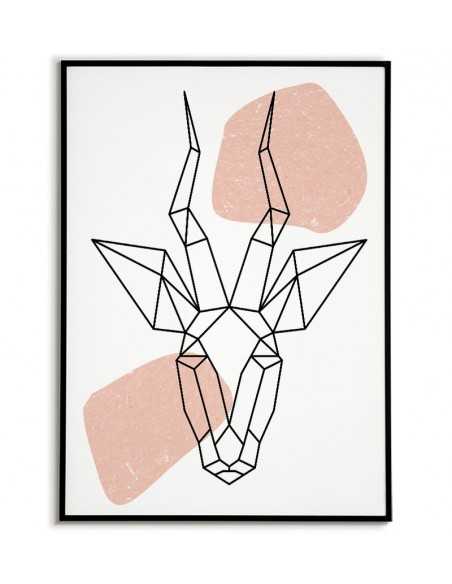 Plakat geometryczny ze zwierzętami plakat z antylopą w stylu skandynawskim boho