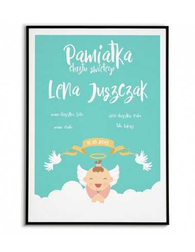 Plakat pamiątka chrztu świętego dla dziewczynki idealny na prezent