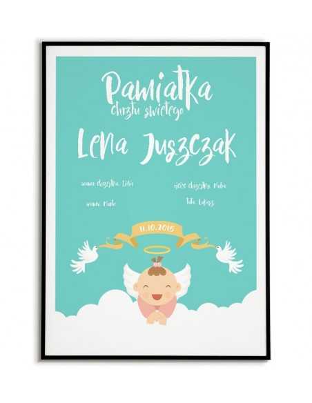 Plakat pamiątka chrztu świętego dla dziewczynki idealny na prezent