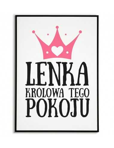 Spersonalizowany plakat dla dziecka, królowa tego pokoju dla dziewczynki