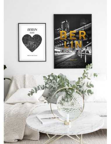 Poster with Berlin. Poster with the name of the city of Berlin and golden inscriptions. Poster with Berlin. Poster with the name of the city of Berlin and golden inscriptions.