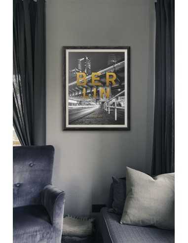Poster with Berlin. Poster with the name of the city of Berlin and golden inscriptions. Poster with Berlin. Poster with the name of the city of Berlin and golden inscriptions.