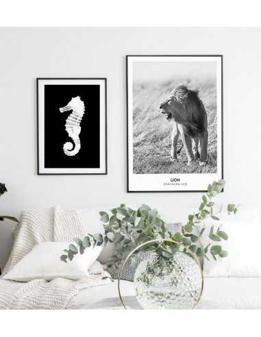 a poster with a lion and subtitles, black and white made in the Scandinavian style a poster with a lion and subtitles, black and white made in the Scandinavian style