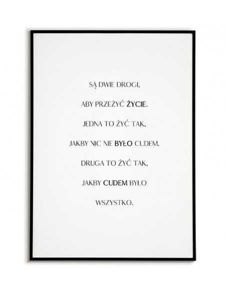 plakat skandynawski, motywacyjny z cytatem "dwie drogi" plakat typograficzny