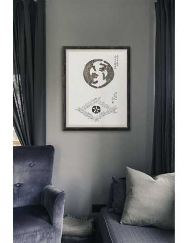 japoński plakat z tygrysami w stylu vintage jing jang japoński plakat z tygrysami w stylu vintage jing jang