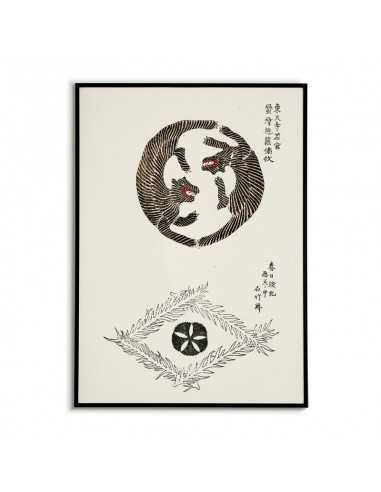 japoński plakat z tygrysami w stylu vintage jing jang japoński plakat z tygrysami w stylu vintage jing jang