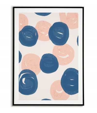 Plakat skandynawski abstrakcja, malowane farbą, koła i kulki