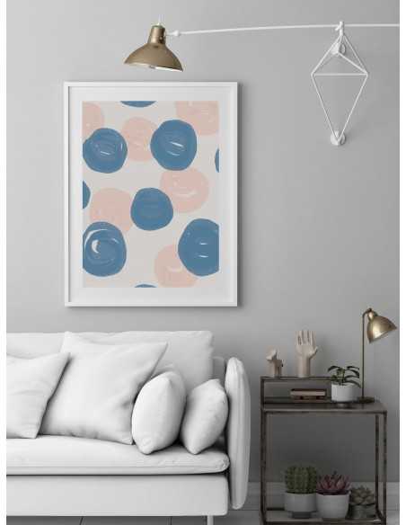 Plakat skandynawski abstrakcja, malowane farbą, koła i kulki