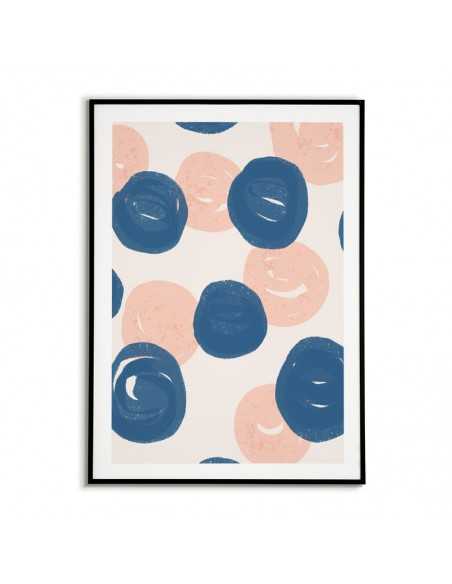 Plakat skandynawski abstrakcja, malowane farbą, koła i kulki