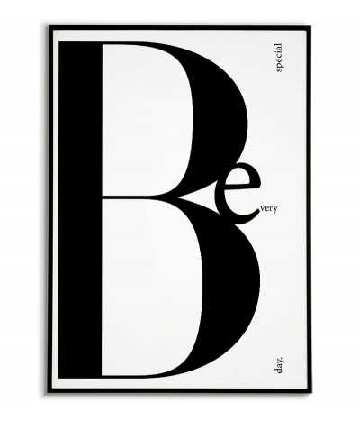 Nowoczesny plakat motywacyjny z napisem BE SPECIAL, wykonany w stylu skandynawskim.