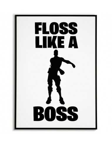 Plakat Fortnite dla gracza z napisem "Floss Like A Boss" oraz z pozycją taneczną