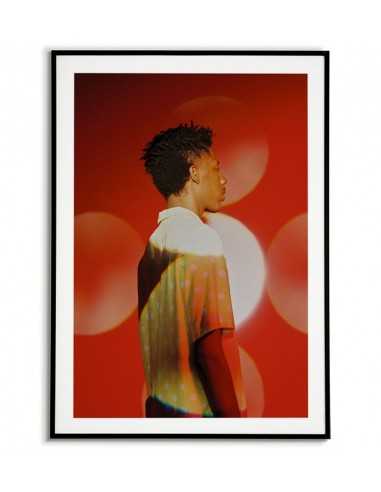 plakat skandynawski, portret fotograficzny, czerwona grafika na ścianę