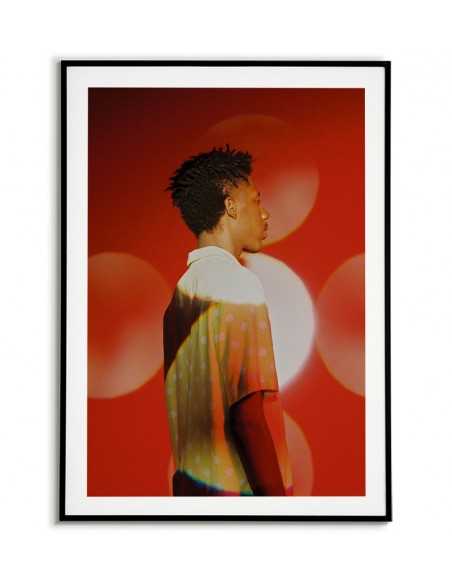 plakat skandynawski, portret fotograficzny, czerwona grafika na ścianę