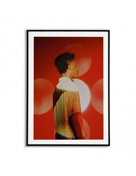 plakat skandynawski, portret fotograficzny, czerwona grafika na ścianę