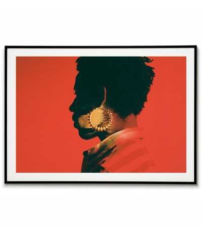 nowoczesny plakat skandynawski grafika z portretem, kolory czerwony czarny