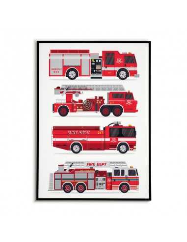 Plakat straży pożarnej - Wozy strażackie