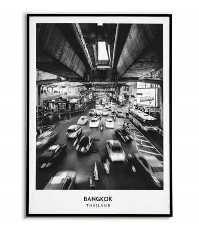 Poster with the city of Bangkok, Thailand. Picture on the wall. black and white photo on the wall