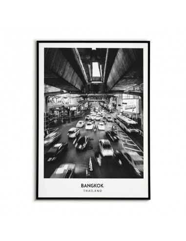 Poster with the city of Bangkok, Thailand. Picture on the wall. black and white photo on the wall Poster with the city of Bangkok, Thailand. Picture on the wall. black and white photo on the wall