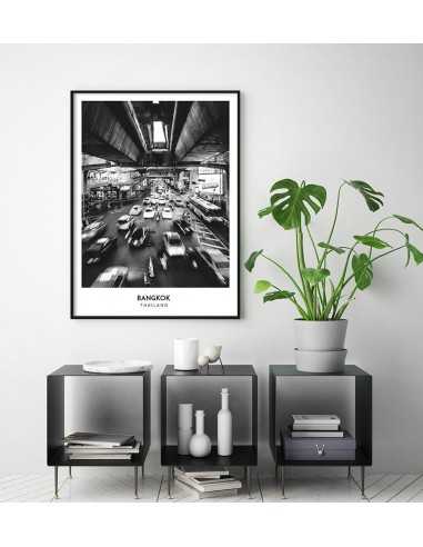 Poster with the city of Bangkok, Thailand. Picture on the wall. black and white photo on the wall Poster with the city of Bangkok, Thailand. Picture on the wall. black and white photo on the wall