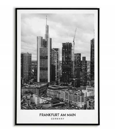 Poster with the city of Frankfurt am Main in Germany, Wall art picture. black and white photo on the wall