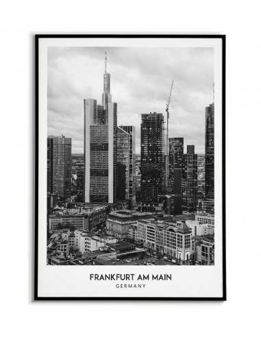Poster with the city of Frankfurt am Main in Germany, Wall art picture. black and white photo on the wall