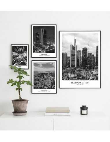Poster with the city of Frankfurt am Main in Germany, Wall art picture. black and white photo on the wall Poster with the city of Frankfurt am Main in Germany, Wall art picture. black and white photo on the wall