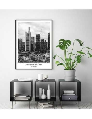 Poster with the city of Frankfurt am Main in Germany, Wall art picture. black and white photo on the wall Poster with the city of Frankfurt am Main in Germany, Wall art picture. black and white photo on the wall