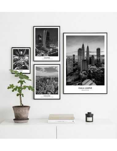 Poster with the city of Kuala Lumpur in Malaysia, Artwork for wall painting. black and white photo on the wall Poster with the city of Kuala Lumpur in Malaysia, Artwork for wall painting. black and white photo on the wall