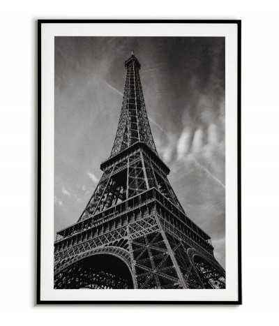 poster with the Eiffel tower, Paris wall art. Black and white photo graphics for the living room