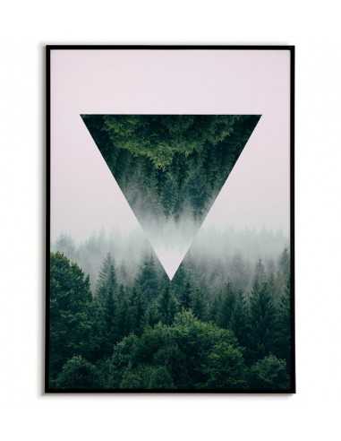 Poster forest in fog - Geometric wall...