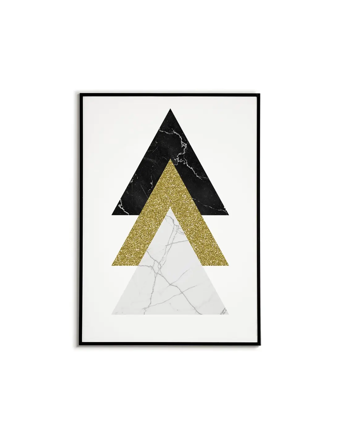 wall Geometric art - triangles poster gold - and