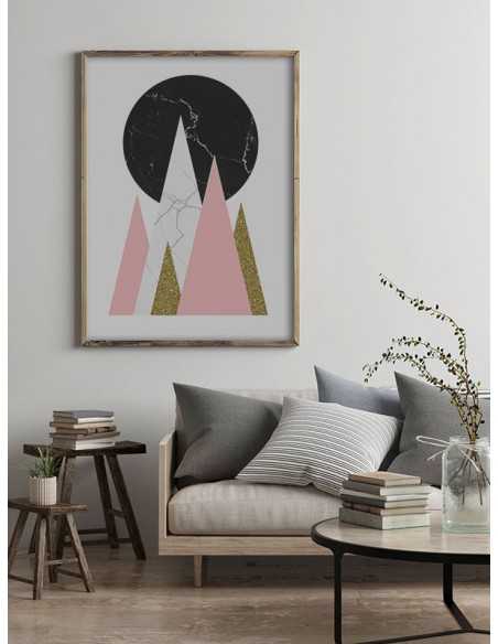 geometric poster for the wall. Circles and triangles. Modern wall art.