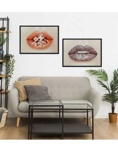 Fashion poster, lips with diamonds. Modern wall art Fashion poster, lips with diamonds. Modern wall art
