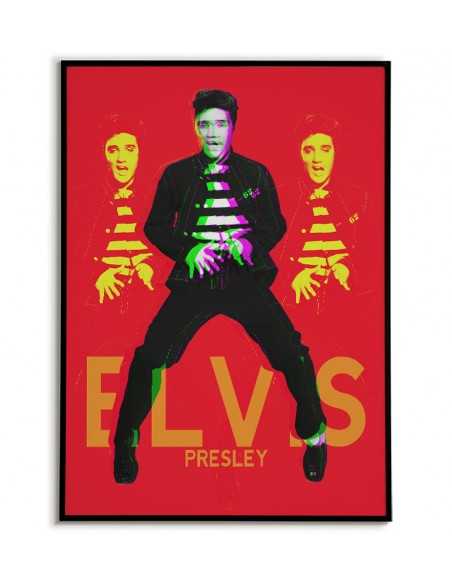 plakat Elvis Presley - Plakaty z muzykami do salonu. Piękna czerwono czarna grafika na ścianę.