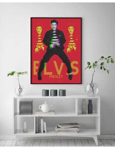 plakat Elvis Presley - Plakaty z muzykami do salonu. Piękna czerwono czarna grafika na ścianę. plakat Elvis Presley - Plakaty z muzykami do salonu. Piękna czerwono czarna grafika na ścianę.