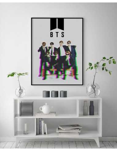 BTS plakat z zespołem muzycznym. Autorska grafika do ramki w nowoczesnym stylu. BTS plakat z zespołem muzycznym. Autorska grafika do ramki w nowoczesnym stylu.