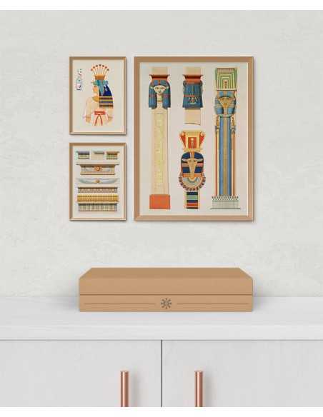Egypt poster with motifs of ancient Egypt. Wall graphics with vintage style portrait.