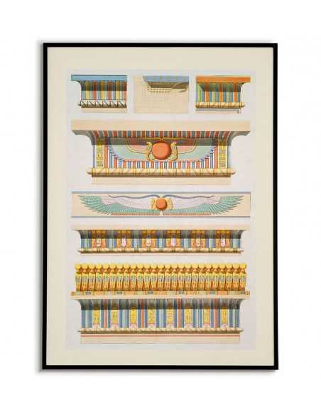 plakat egipt. Architektura starożytnego egiptu na pięknej ilustracji w stylu vintage.