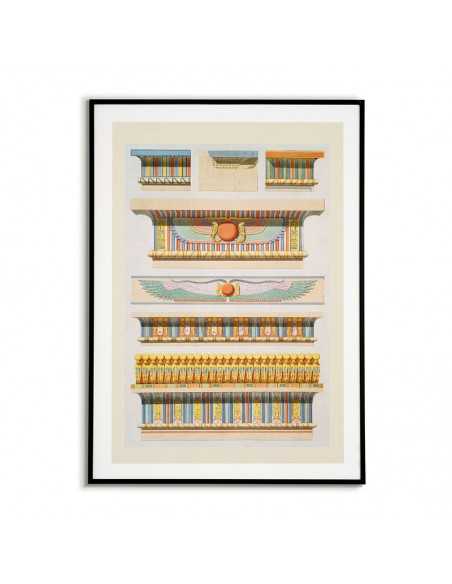 plakat egipt. Architektura starożytnego egiptu na pięknej ilustracji w stylu vintage.