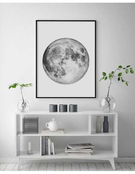 Full moon poster. Minimalistic graphics for the frame with the moon. Perfect poster for a living room or bedroom.