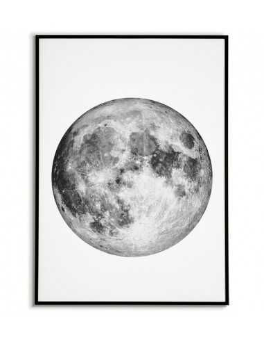 Plakat z księżycem w pełni. Minimalistyczna grafika do ramki z księżycem. Plakat idealny do salonu lub sypialni.